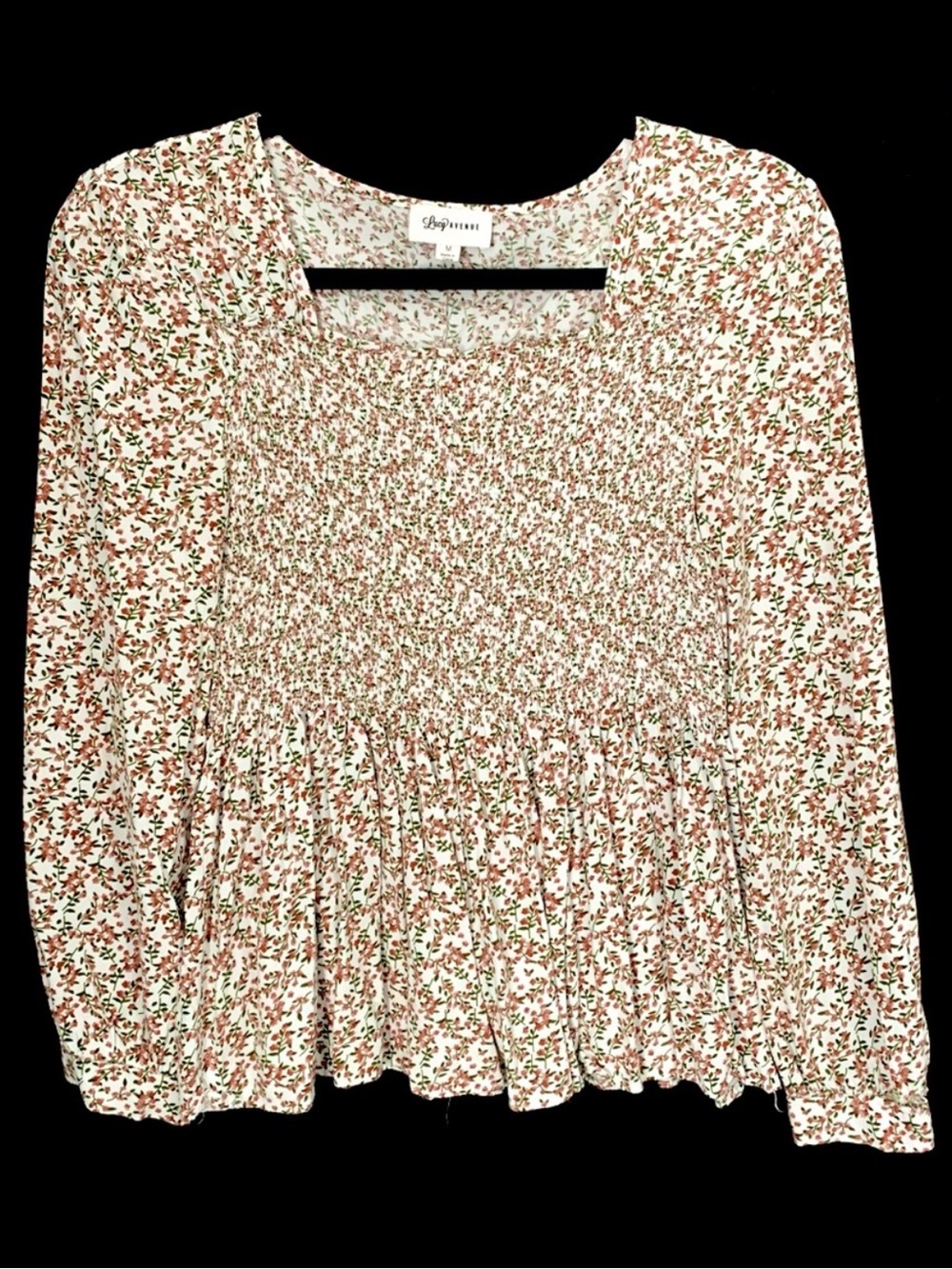Lucy Avenue Ditsy Floral Peasant Style Top
